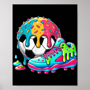 Soccer Ice Cream Drip For Boys Girls Kids Soccer D Poster