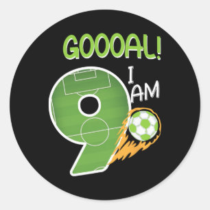 Soccer I'm 9 Years Old Boy Birthday Classic Round Sticker