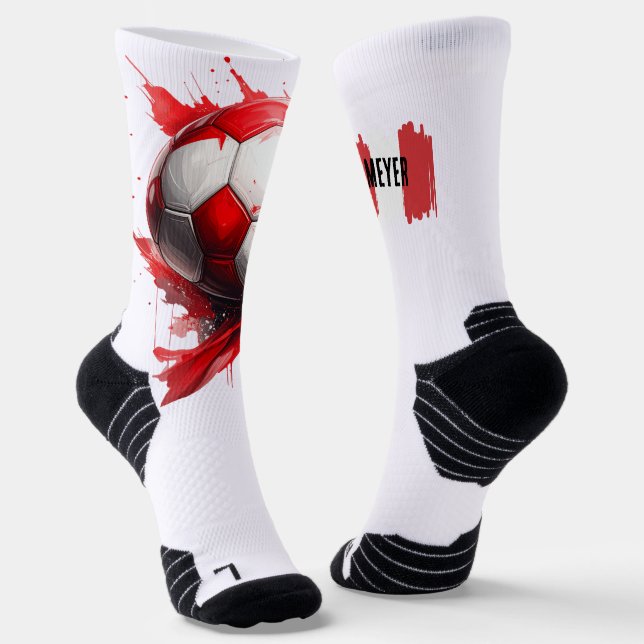 Soccer in Austrian flag colors, name Socks (Angled)