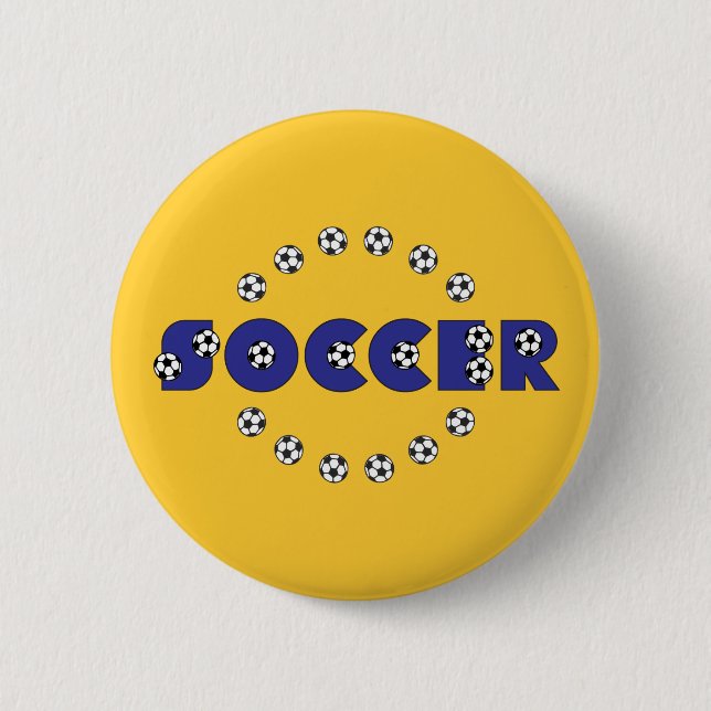 Soccer in Blue 6 Cm Round Badge (Front)
