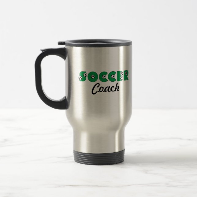 Soccer in Green Travel Mug (Left)