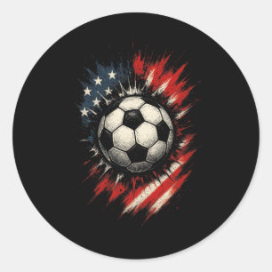 Soccer - Independence Day Flag Classic Round Sticker
