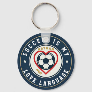 Soccer Is My Love Language Heart Player Name Key Ring