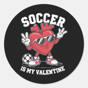Soccer Is My Valentine Heart Sungles Valetines Day Classic Round Sticker