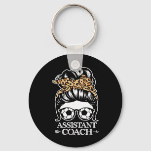 Soccer Istant Coach Messy Bun Hair Funny Soccer Co Key Ring