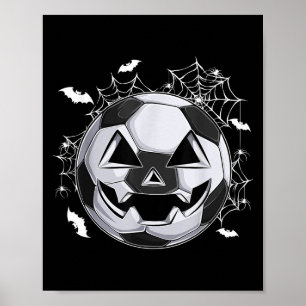Soccer Jack O Lantern Pumpkin Face Halloween Costu Poster