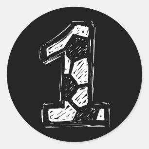 Soccer Jersey Number 1 Sketched Soccer Byll Style  Classic Round Sticker