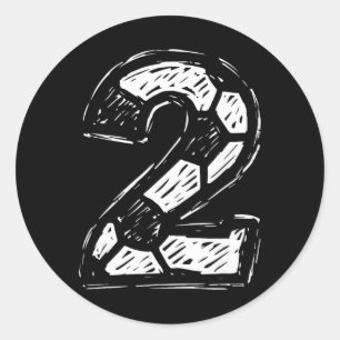 Soccer Jersey Number 2 Sketched Soccer Byll Style  Classic Round Sticker