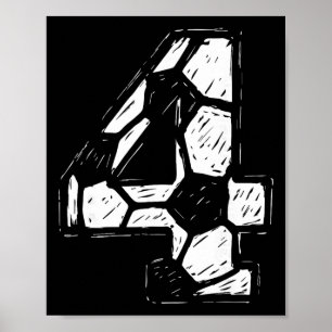 Soccer Jersey Number 4 Sketched Soccer Byll Style Poster
