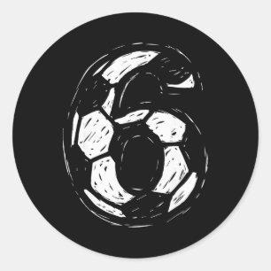 Soccer Jersey Number 6 Sketched Soccer Byll Style Classic Round Sticker