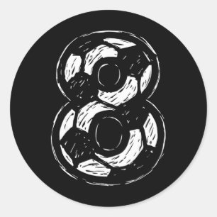 Soccer Jersey Number 8 Sketched Soccer Byll Style Classic Round Sticker