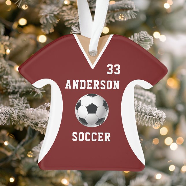 Soccer Jersey Sports Team Uniform Maroon Ornament (Creator Uploaded)