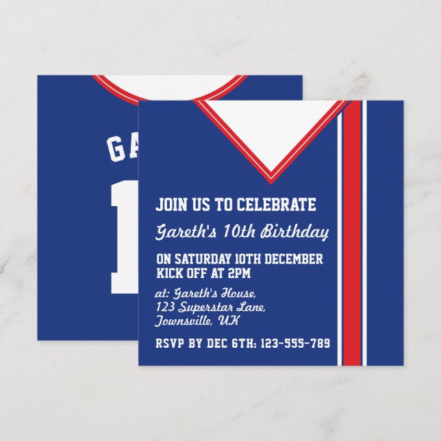 Soccer Jersey Themed Party Invites Template (Front/Back)