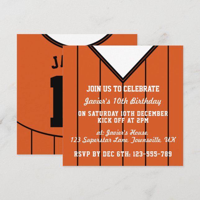 Soccer Jersey Themed Party Invites Template (Front/Back)