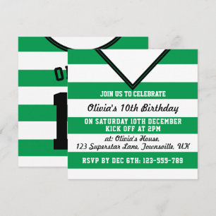 Soccer Jersey Themed Party Invites Template, Green