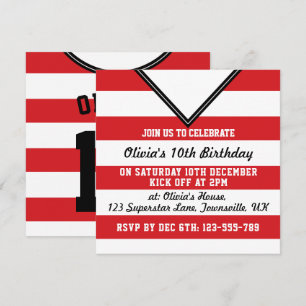 Soccer Jersey Themed Party Invites Template, Red