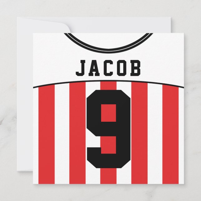 Soccer Jersey Themed Party Invites Template, Red (Back)