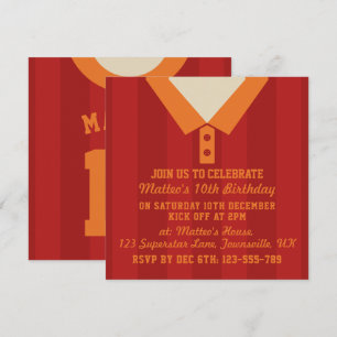 Soccer Jersey Themed Party Invites Template, Red