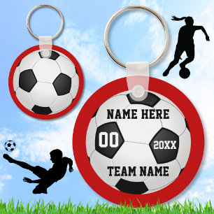 Soccer Keychains, Name, Team Name, Number and Year Key Ring