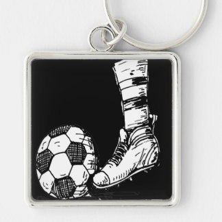 SOCCER KICKER BLACK AND WHITE KEY RING