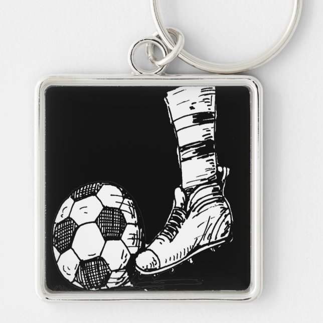 SOCCER KICKER BLACK AND WHITE KEY RING (Front)
