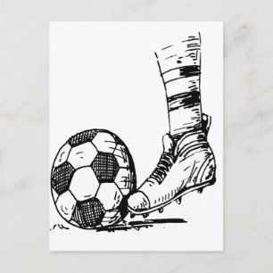 SOCCER KICKER BLACK AND WHITE POSTCARD