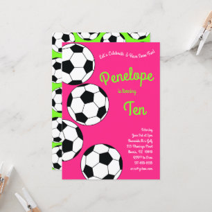 Soccer Kids Birthday Party Sports Pink Girls Invitation