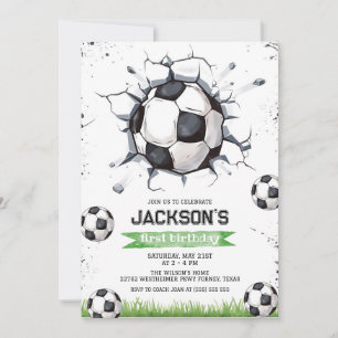Soccer Kids Boy Birthday Party Invitation