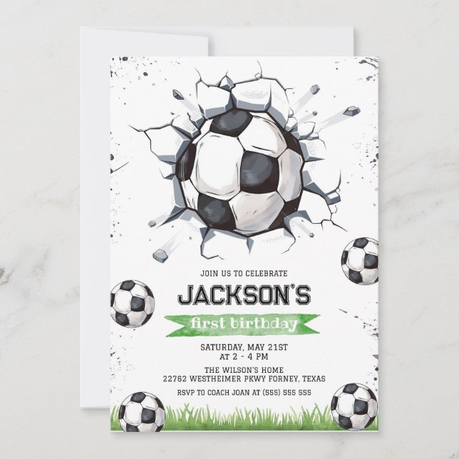 Soccer Kids Boy Birthday Party Invitation (Front)