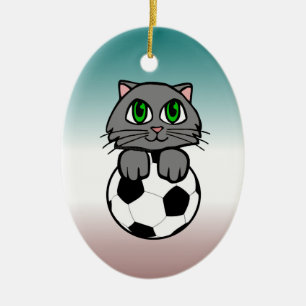 Soccer Kitten Ceramic Tree Decoration