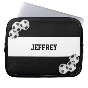 Soccer Laptop Computer Sleeve, Black and White Laptop Sleeve