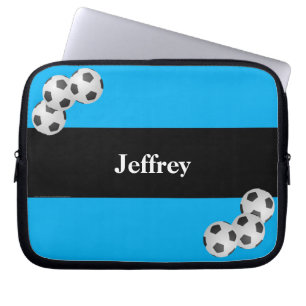 Soccer Laptop Computer Sleeve, Blue & Black Sleeve
