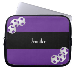 Soccer Laptop Computer Sleeve, Purple & Black Sleeve