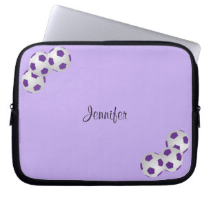 Soccer Laptop Computer Sleeve, Purple & White Sleeve