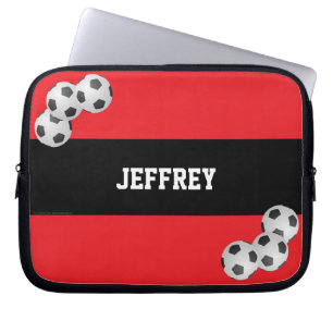 Soccer Laptop Computer Sleeve, Red and Black Sleeve