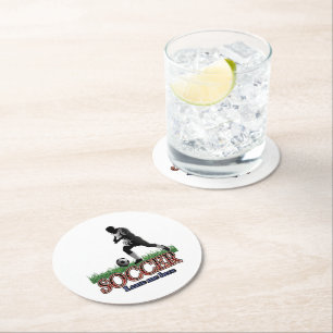 Soccer Leave Me Here Round Paper Coaster