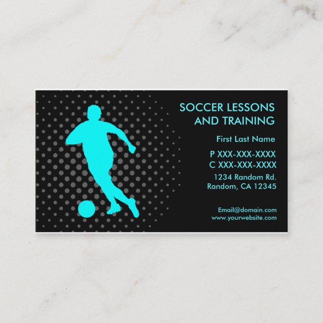 Soccer lessons training custom business cards (Front)