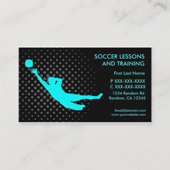 Soccer lessons training custom business cards (Front)