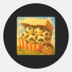 Soccer Ll Chicken Nuggets Cute Kawaii Funny Fast F Classic Round Sticker