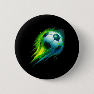 Soccer Ll Colourful Effect Tie Dye Green Yellow Bl 6 Cm Round Badge