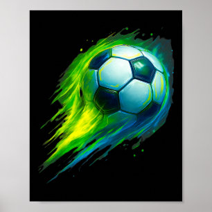Soccer Ll Colourful Effect Tie Dye Green Yellow Bl Poster