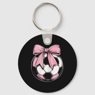 Soccer Ll Pink Coquette Bow Dainty Ribbon Girls So Key Ring