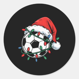 Soccer Ll Santa Hat Xmas Funny Christmas Soccer Lo Classic Round Sticker
