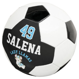 Soccer Llama - Blue, Black and White Football