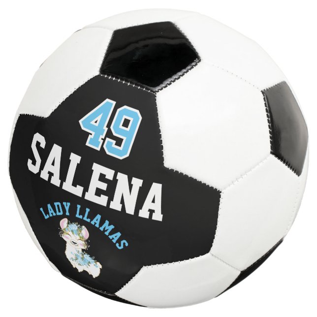 Soccer  Llama  - Blue, Black and White  Football (Three Quarter)