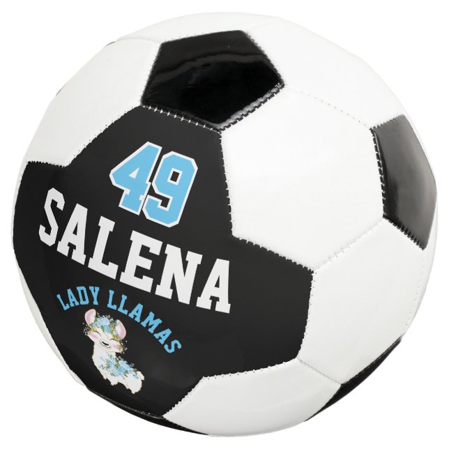 Soccer  Llama  - Blue, Black and White  Football (Three Quarter)
