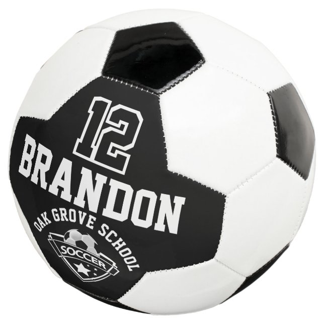 Soccer  Logo - Black and White Football (Three Quarter)