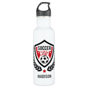 Soccer Logo custom name water bottles