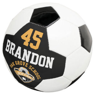 Soccer Logo - Gold, Black and White Football