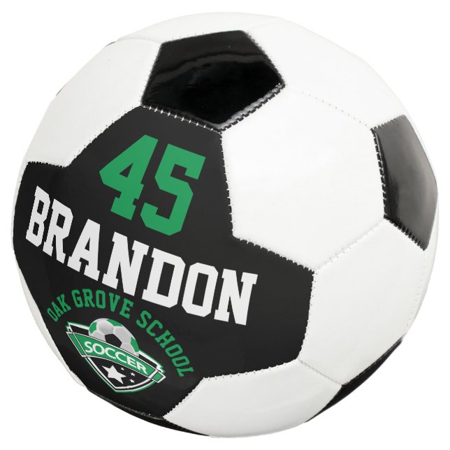 Soccer  Logo - Green, Black and White Football (Three Quarter)